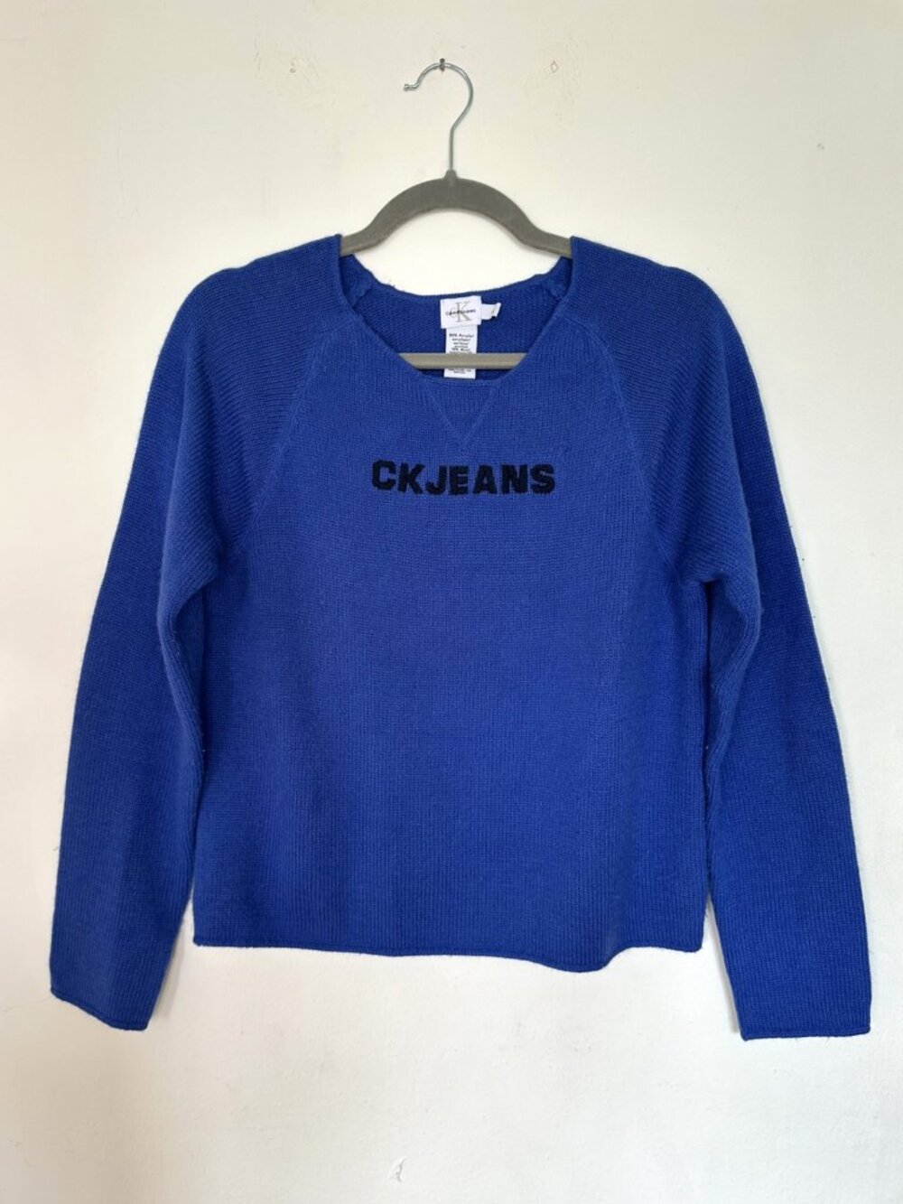 Vintage CK Calvin Klein Jeans Spellout Sweater, Cobalt, M